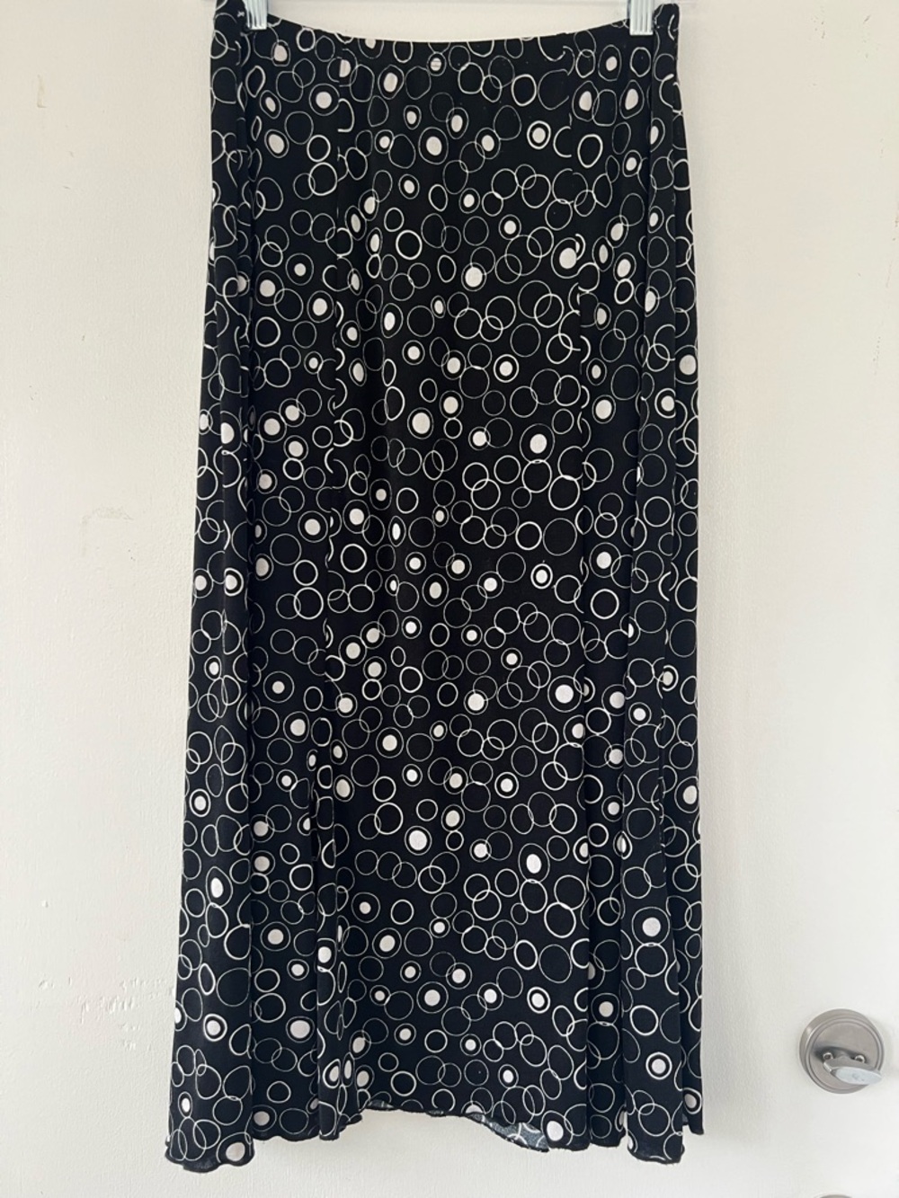 Briggs New York Black Maxi Skirt with White Circle Print